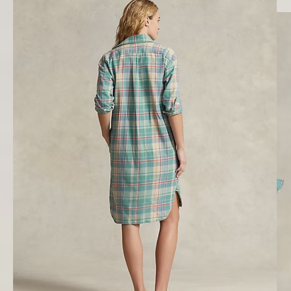 Polo by Ralph Lauren Plaid Shirt Dress - Green and Pink - Picture 2 of 13